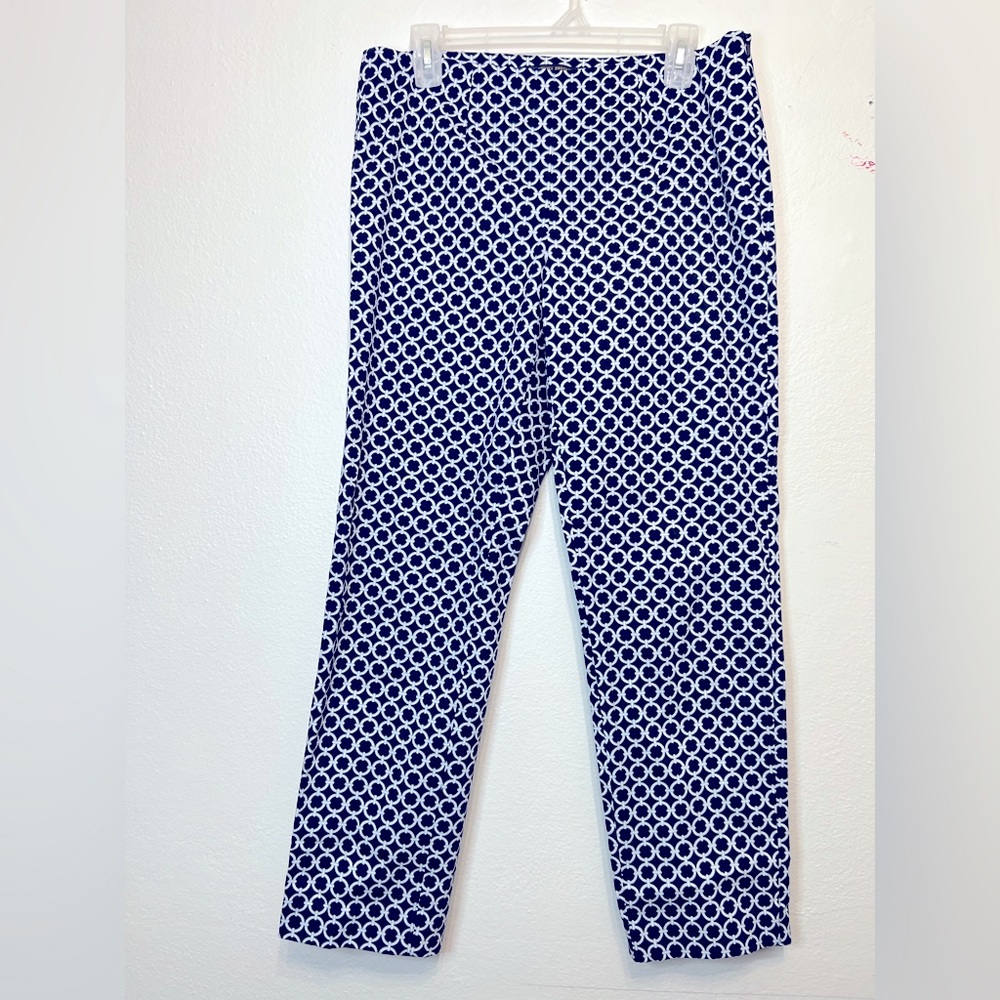 Brooks Brothers‎ Capri Pants Womens Size 10 Natalie Fit 346 Blue & White Circles